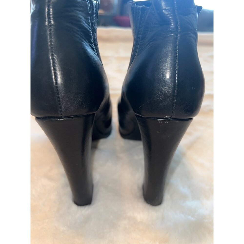 Steve Madden Saffronn Platform Boots Size 10 Black Leather‎ Ankle Booties - Picture 3 of 10